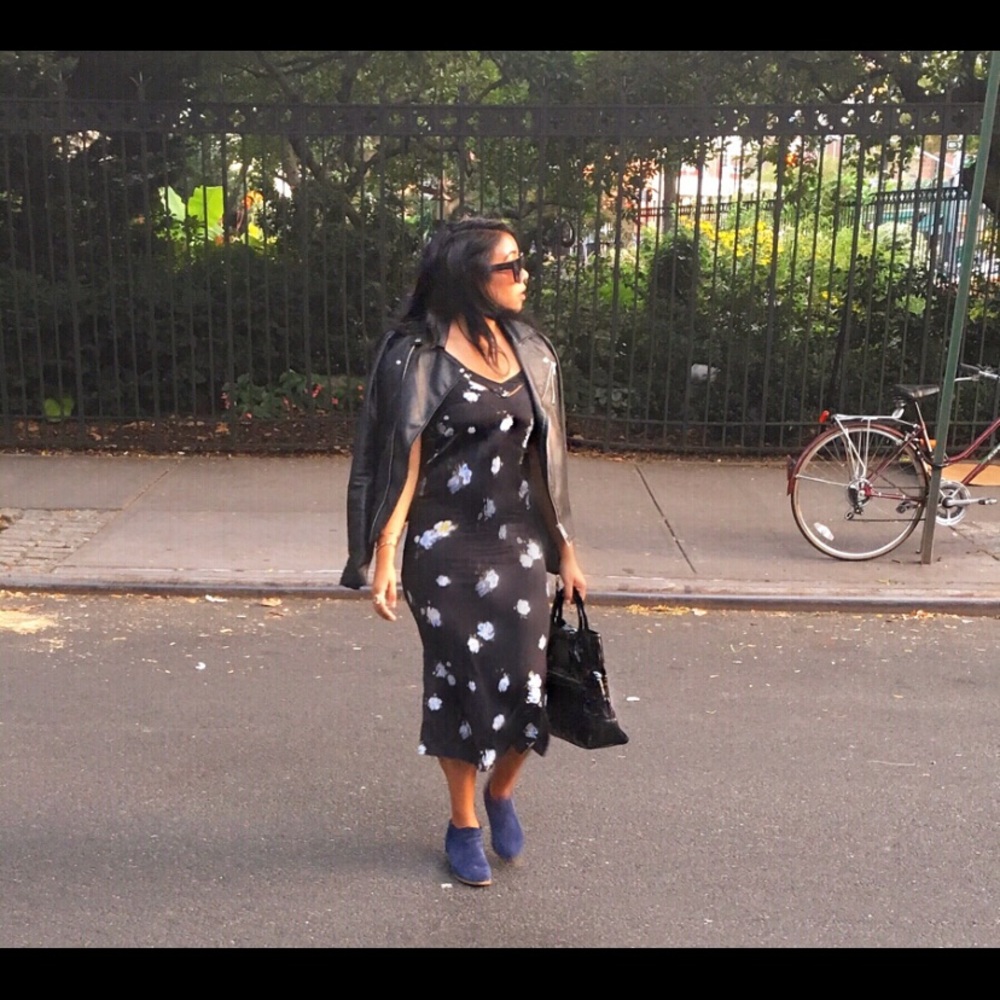 Target Mossimo Black with Blue Floral Slip Dress